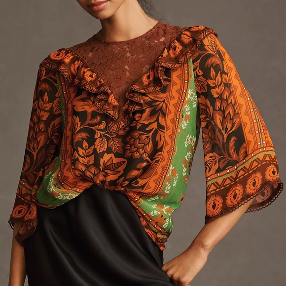 FARM Rio Lace Mix Blouse NWT Size XS - Picture 2 of 3